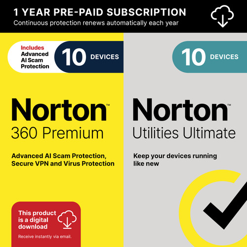 Norton 360 Premium + Utilities Ultimate | Digital Download Code Sent by Email