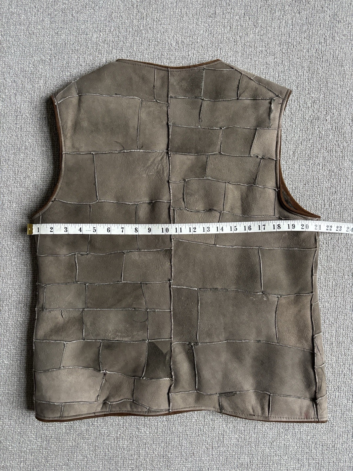 Vintage Reversible Patchwork Suede Sheepskin Vest… - image 10