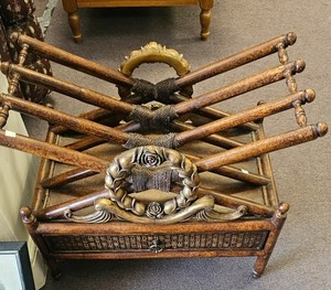 Antique Vintage  Canterbury, English, Magazine Stand Newspaper Rack Regency Wood