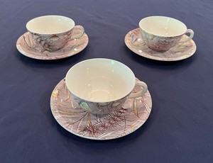 Vintage 1940 Disney Vernon Kilns Fantasia Dinnerware Set Of 3 Cups & Saucers