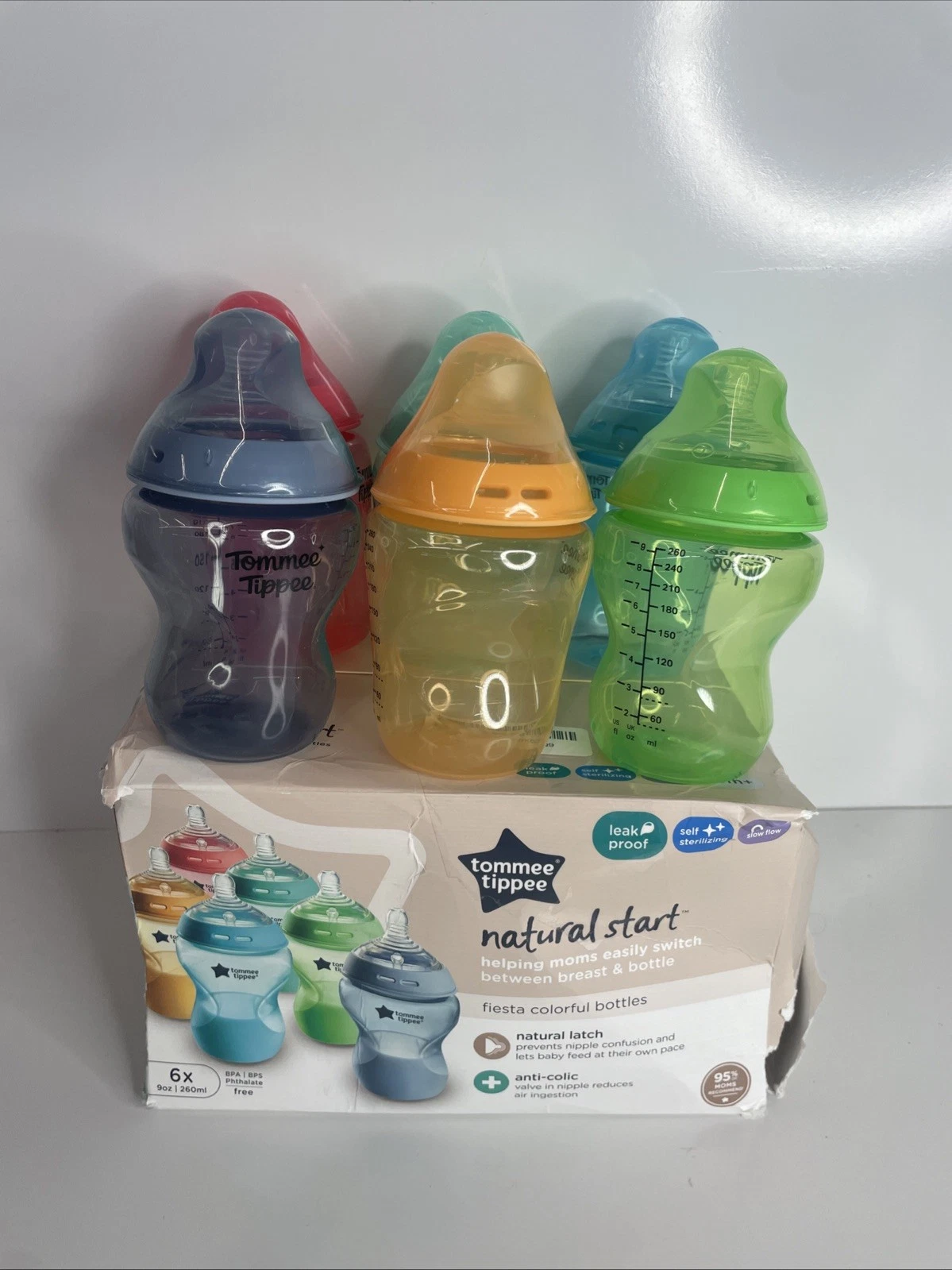 6 PACK Tommee Tippee Natural Start Anti-Colic Baby Bottles 9oz 6 Fiesta Colors
Opens in a new window