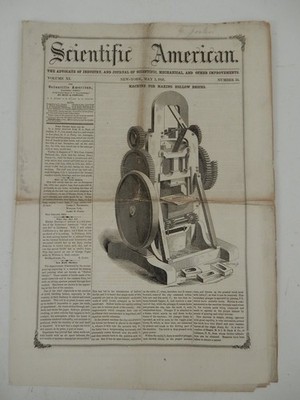 1856 Scientific American May 3 Machine make hollow bricks Bank & Safe Locks