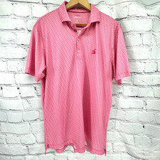 Johnnie-O Polo Shirt Men's M Pink UPF 50 Stretch Golf Performance Short Sleeve