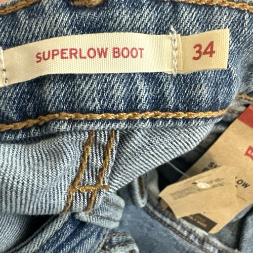 Jeans Levi’s Superlow bootcut donna W34 L32 blu chiaro denim nuovo con etichetta - Foto 21 di 21