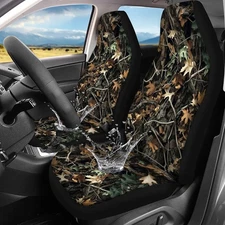 Forest Hunting Print Front Seats Cover Waterproof Car Seat 