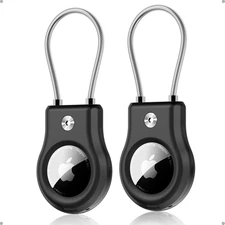 Airtag Keychain Holder with Wire Cable - Airtag Case with Secure Lock Compatible
