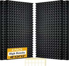 4 Pack Black Acoustic Foam Panels,48X24X2 Inch Sound Proof,High Density Soundpro