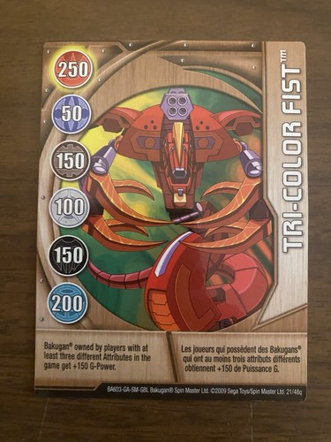 Bakugan Series 9 - 21/48Q1 Copper Gate Card - Tri-Color Fist - Picture 1 of 3