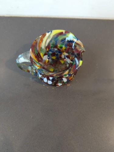 PITCHER Blue Yellow GLASS MULTI COLORS Mixed Colors Creamer Murano Italy M15 - Picture 2 of 7