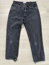 Agolde Lana Jeans Womens 28 Black Straight Leg Button Fly High Rise Distressed