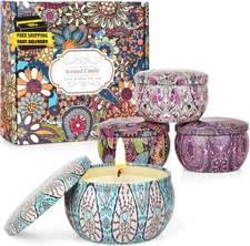Candles for Women - 4 Packs Scented Candles Gifts for Women Set, Natural Soy Wax