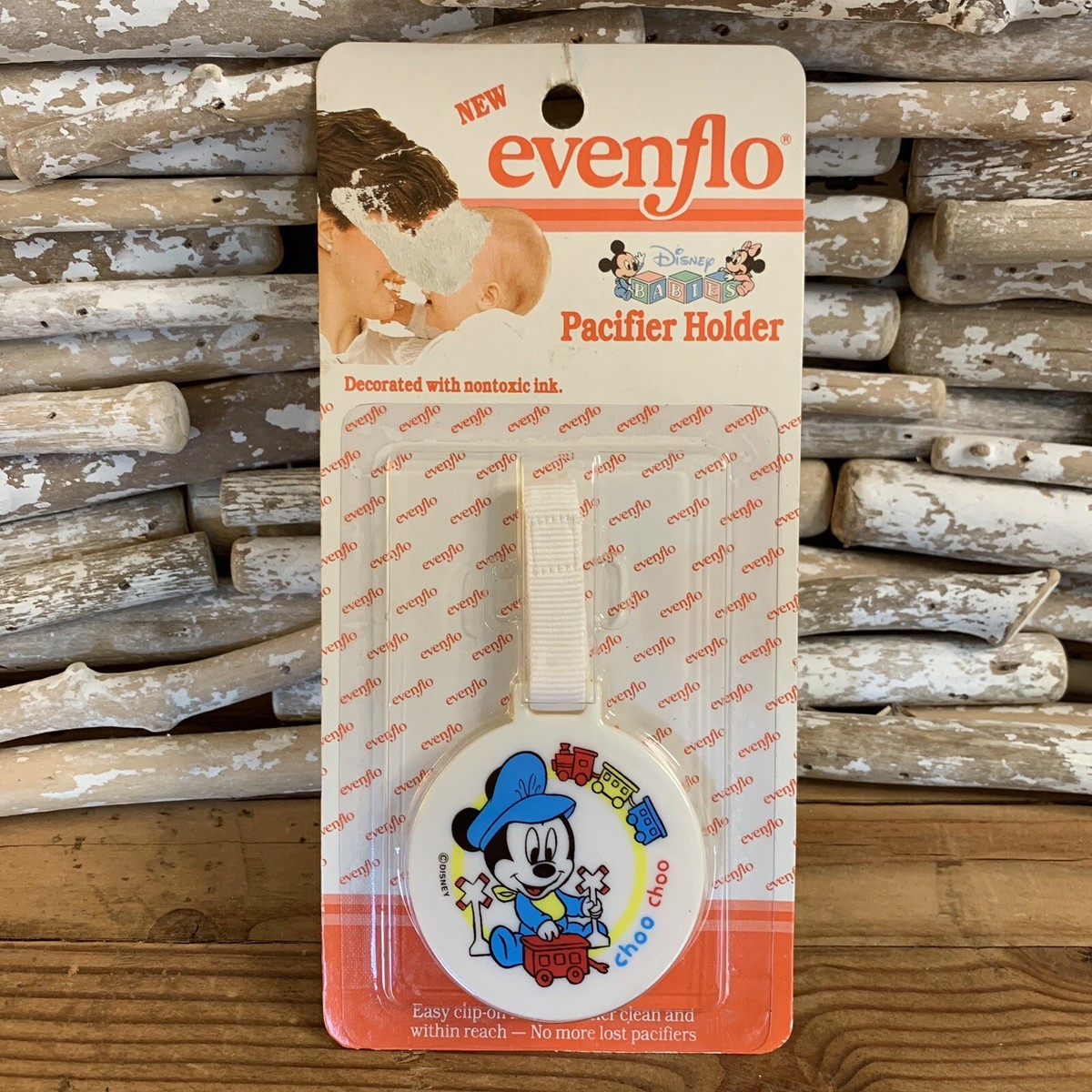 Vintage Disney Babies Evenflo Pacifier Clip Holder Mickey Mouse