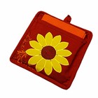 Celebrate Fall Sunflower Embroidered Pocket Potholder Kitchen Towel Set  