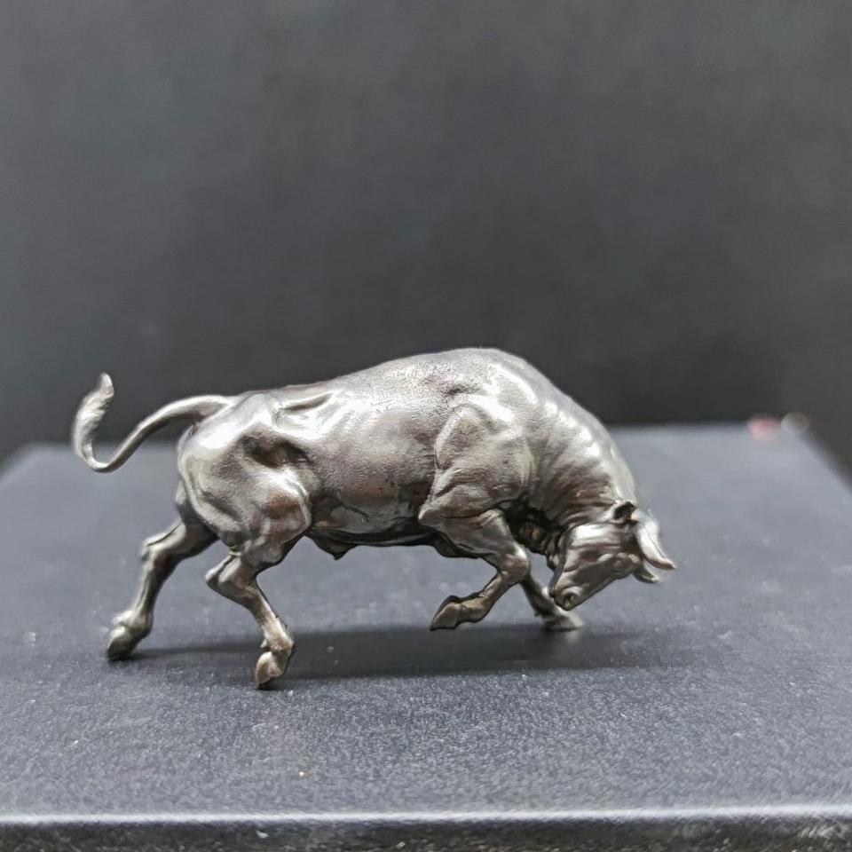 Solid Brass Bull Figurines Small Statue Home Office Ornament Animals Figurines