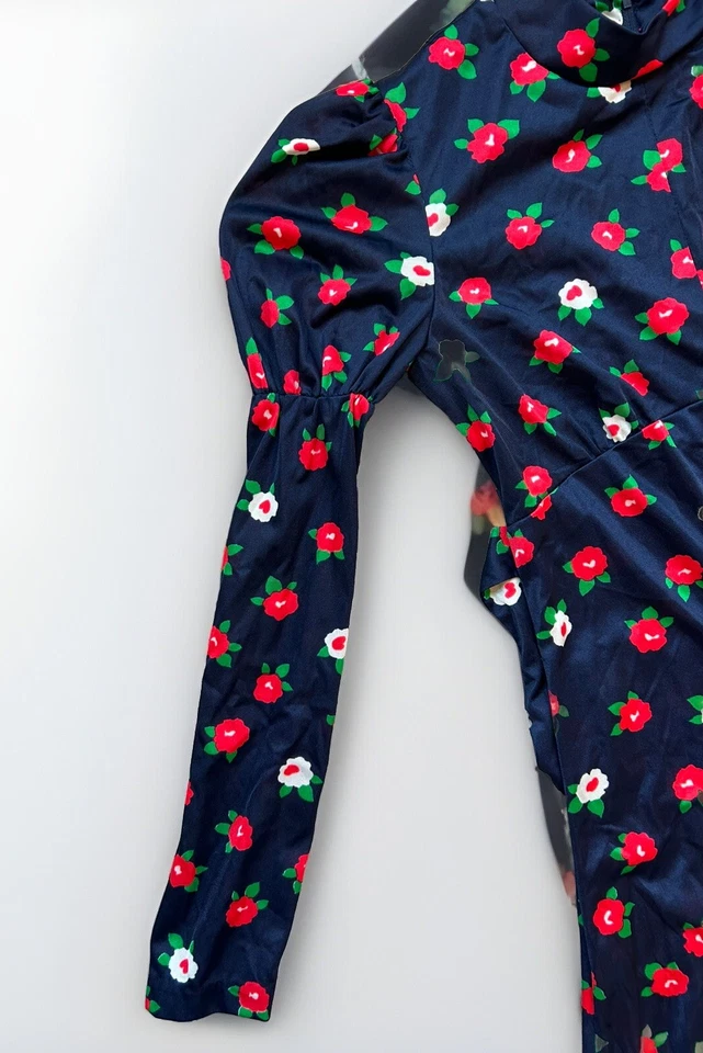 Maxi Vestido Vintage Años 70 Floral Cordero Modesto Largo Pradera Campesino Cottagecore M Foto 3 de 4