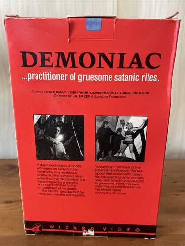 Demoniac (1985) Big Box Wizard Video Original VHS Vintage Horror Tested Nice! - Picture 6 of 10