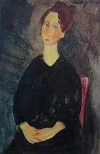 Rare fine unique portrait painting, signed Amedeo Modigliani, w COA