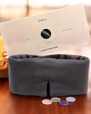 Baloo Silk Sleep Mask with Rose Quartz Stone in Grey