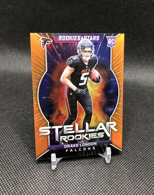 2022 Rookies & Stars Drake London /25  STELLAR ROOKIES  ORANGE PRIZM SSP RC 1/25