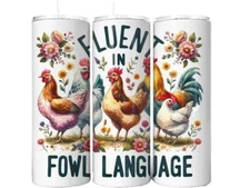 Fluent In Fowl Language 20oz Tumbler Lid & Straw Insulated Travel Mug