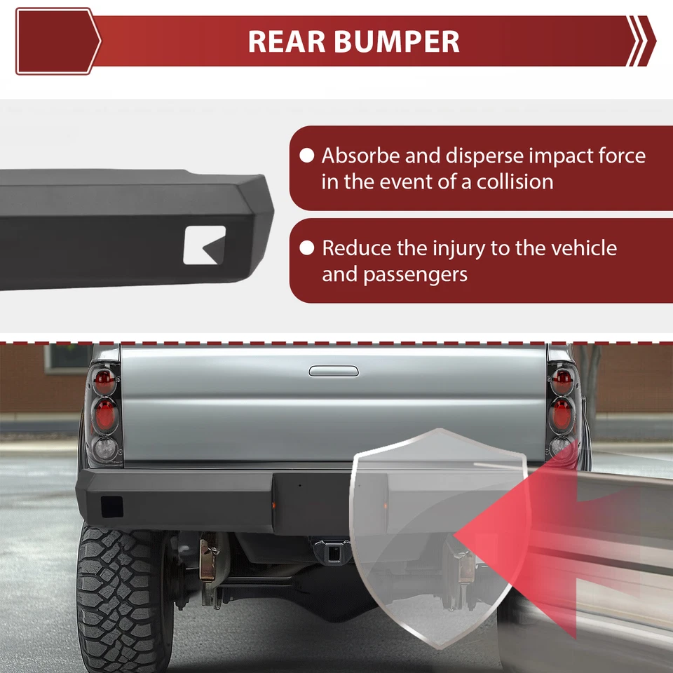 Black Steel Rear Bumper Assembly for Toyota Tacoma 1st gen 95-2004 Powder Coated - Imagem 4 de 4