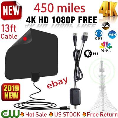 2019 Latest 300 Mile UHF/VHF/1080p 4K Black Indoor Digital TV HDTV Antenna 