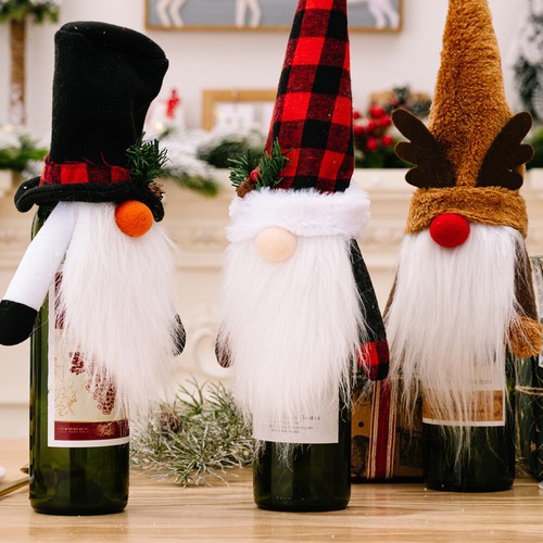 3 Pcs Elchweinflaschendekoration Ältere Weihnachtliche Flaschenabdeckungen - Bild 6 von 12