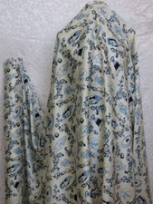 New 100 Silk Charmeuse Fabric Pottery Blue on White Per Yard