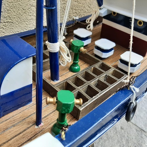 MODELLINO PESCHERECCIO ATLANTICO BLU 72 CM in LEGNO ARREDO CASA MARE IDEA REGALO - Foto 8 di 10
