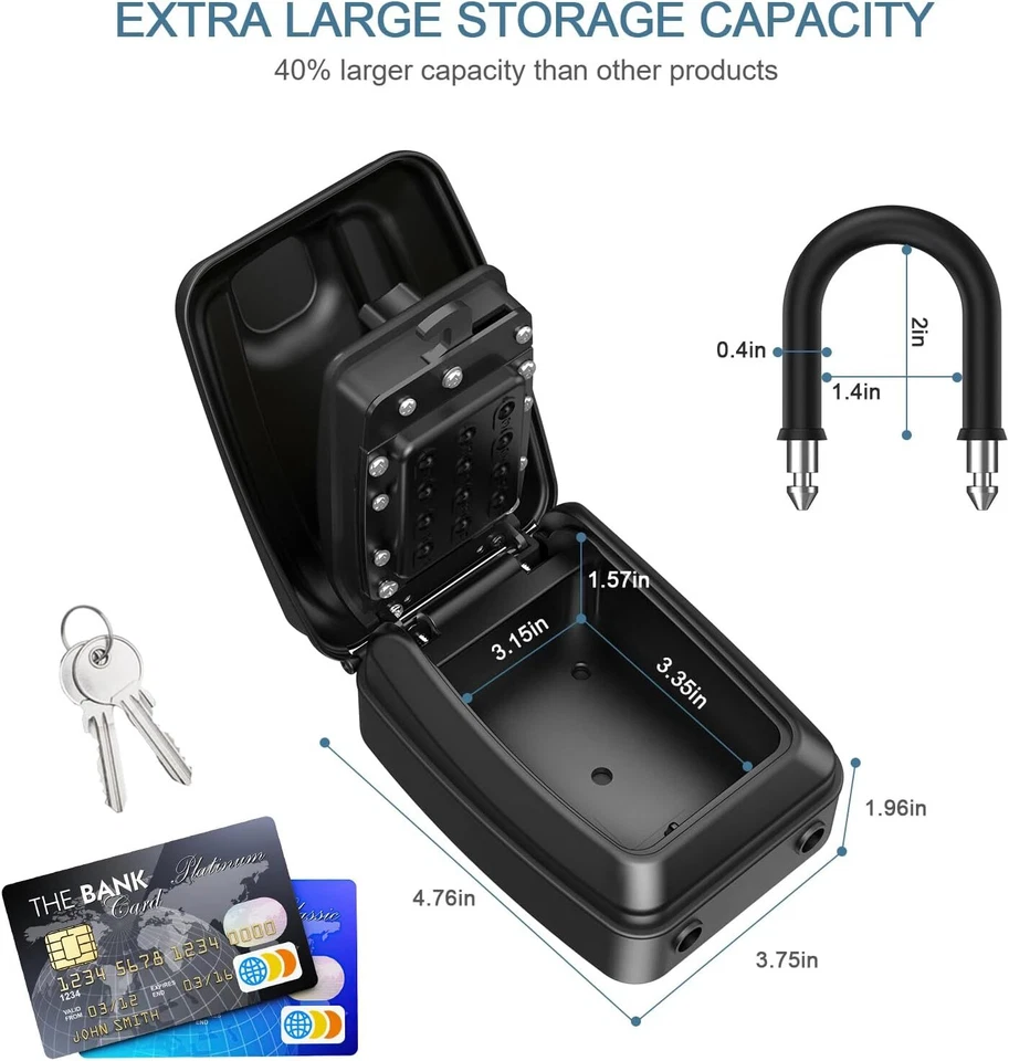 Master Lock Portable Outdoor Key Lock Box Push Button 12 Digit Combination Lock - Image 4 of 4