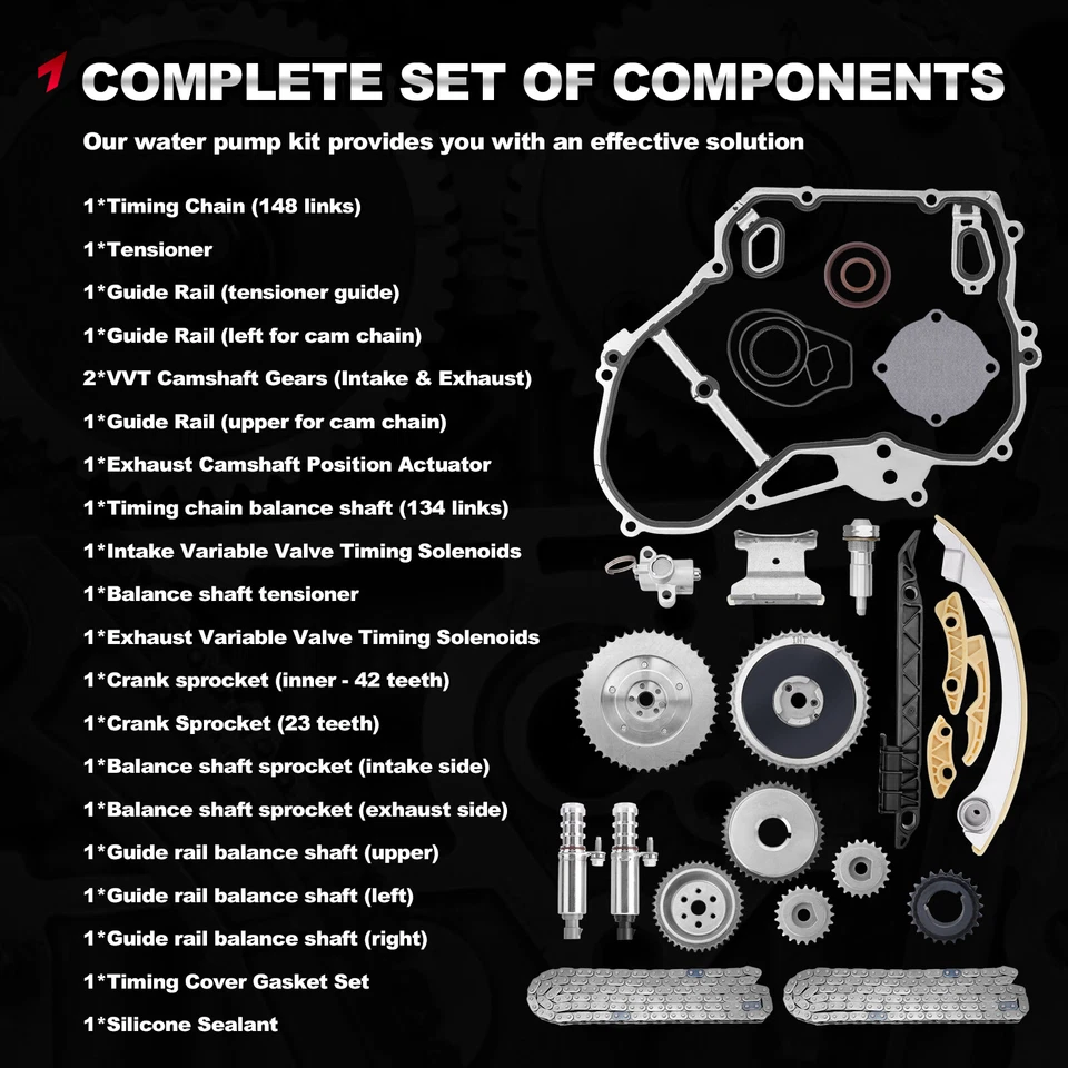 Timing Chain Kit For GMC Terrain Chevrolet Equinox HHR Buick Lacrosse 2.2L 2.4L - Image 2 of 4