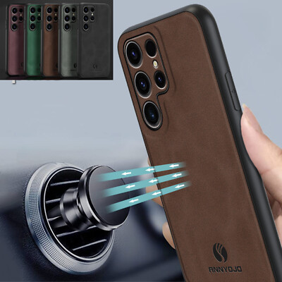 For Samsung S25 Edge S26 Ultra S24FE S21 S22 Magnetic PU Leather TPU Slim Case