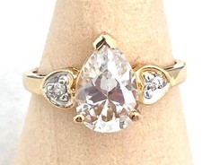 Vintage Cubic Zirconia Gold Over Silver Engagement Ring.  S 8.25