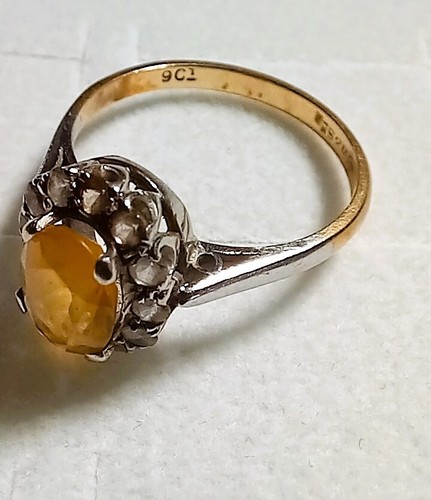 Vintage 9ct gold diamond and citrine ring - hallmarked Brody Williams - Picture 5 of 18