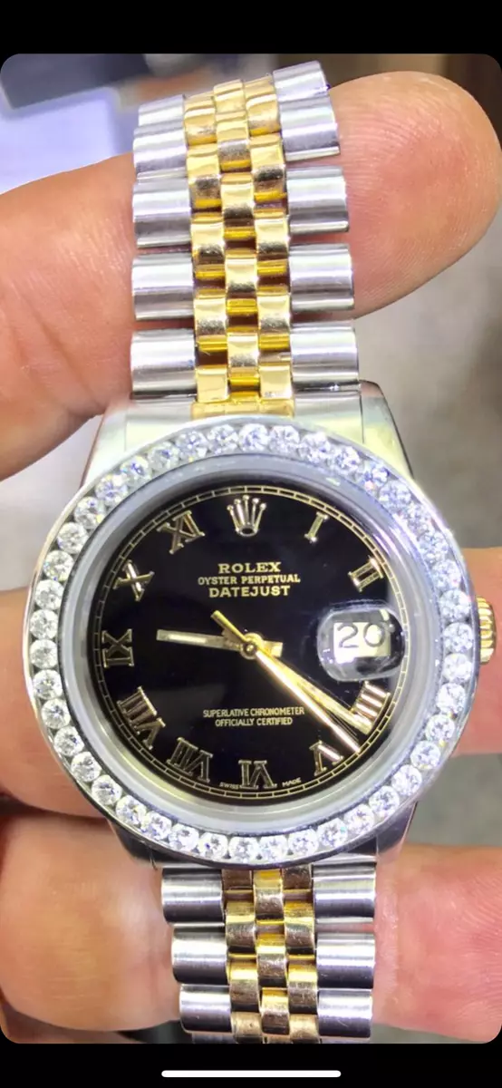 18K Gold Ladies ROLEX Oyster Diamond Watch Perpetual Datejust 3ct