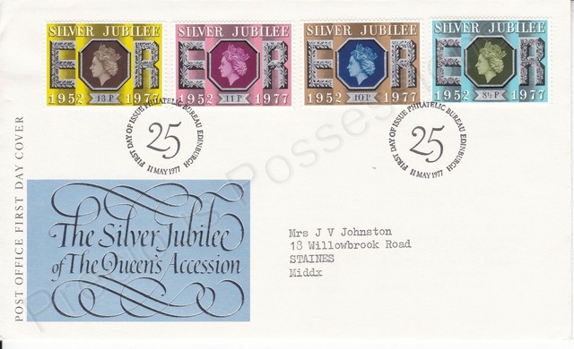 GB ROYAL MAIL FDC 1977 SILVER JUBILEE STAMP SET BUREAU PMK GB ROYAL MAIL FDC 1977 SILVER JUBILEE STAMP SET BUREAU PMK
