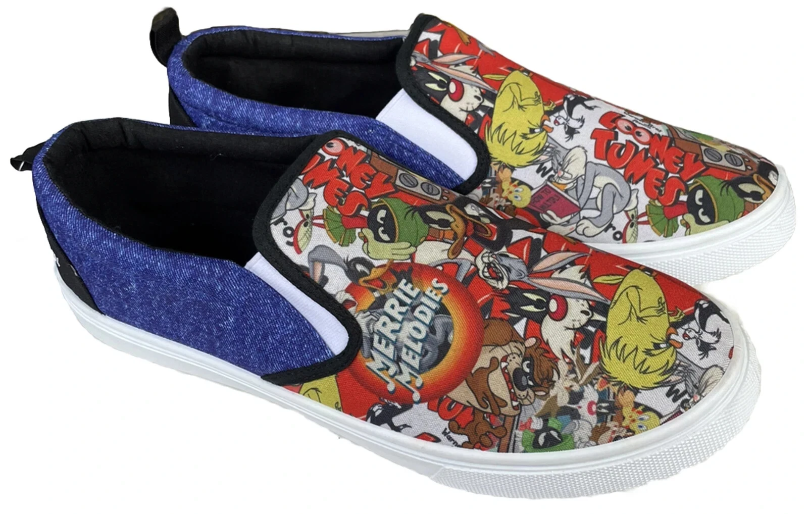 Looney Tunes Warner Brothers Mens Size 9.5 Slip On Shoes Taz Bugs Marvin Daffy