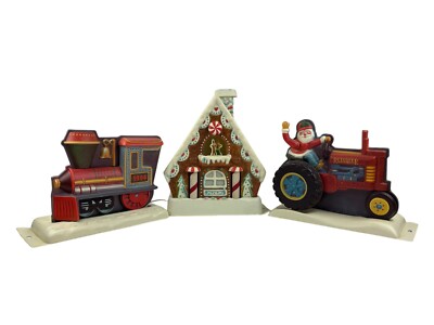 3 Animated 1994 Hallmark Store Displays Gingerbread House Tractor Train