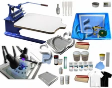 DIY Adjust Pallet 1 Color 1 Station Screen Printing Kit Printer Ink Squeegee New