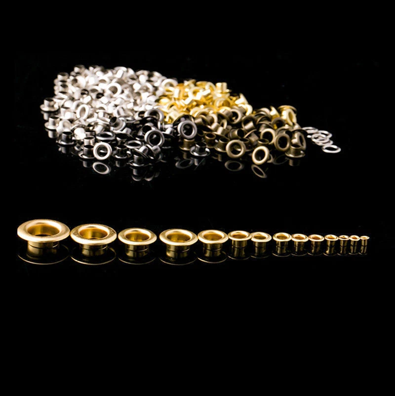 Kit de 100 juegos de lavadora de ojales con ojal para ropa de lona cuero reparación artesanía hágalo usted mismo Foto 4 de 4