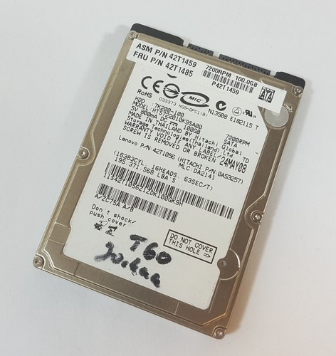 100GB Hitachi HTS722010K9SA00 SATA 2,5" Notebook Festplatte FRU 42T1485