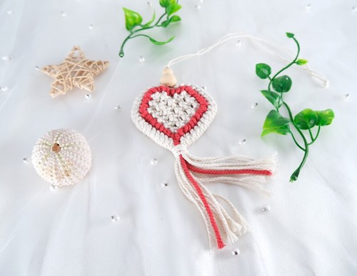 Macrame Heart Car Charm Boho Car Accessory Macrame Car Decor Car Hanging USA - Picture 4 of 12