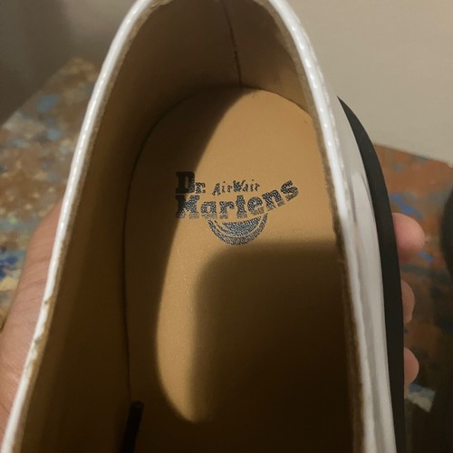 NEW Dr. Martens 1461 Smooth Patent Leather Shoes Size 9 White/Black Doc Air Sole - Picture 7 of 9