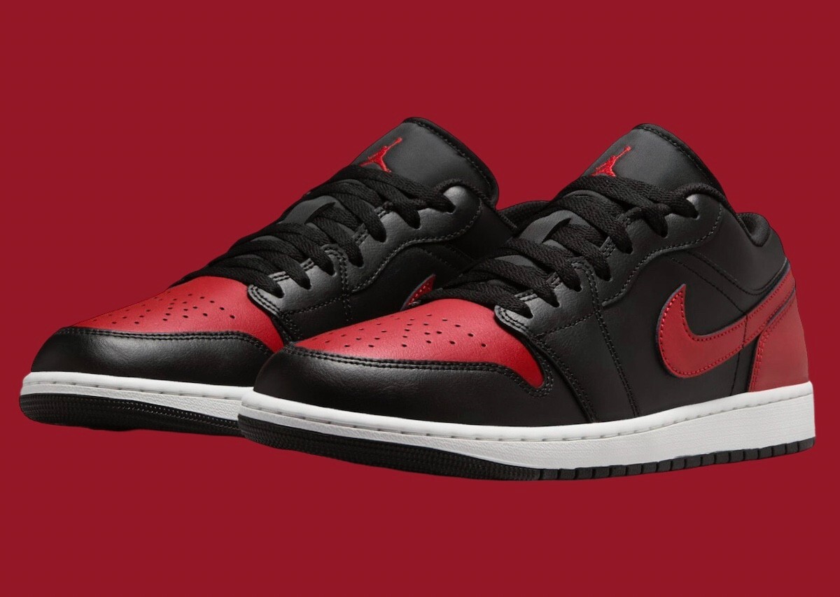 Nike Air Jordan 1 Low Bred Twist Mens Black & Red Sports  display picture 1