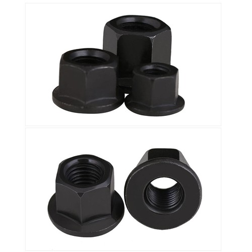 M10 to M30 Hex Flange Lock Nuts Hexagon Washer Nuts Non Serrated C45 Steel Black - Picture 7 of 8