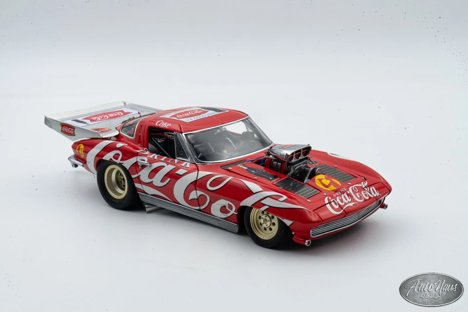 1/24 DANBURY MINT 1963 CHEVROLET CORVETTE PRO MOD COCA COLA RED DRAGSTER - Image 4 of 4