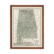 Old Map of Alabama 1842 - Vintage Alabama Art