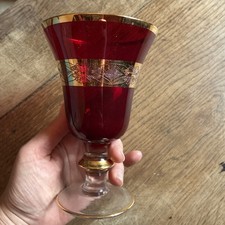 1 Interglass Italien Rot Kristallglas Gold Wa...