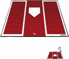 Baseball and Softball Hitting Mat for Batting Stance Practice, Home Plate Mat wi