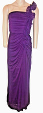 Betsy  Adam Gown Purple Ruffled One  Shoulder Ruched Bodice Draped Skirt Size 8
